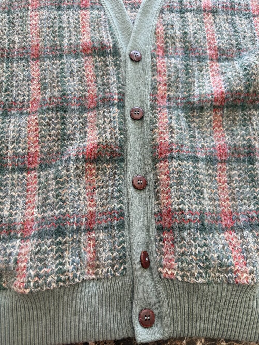 Vintage Italian Wool Plaid Cardigan szL Grandpa Core Cozy Cottagecore 3567